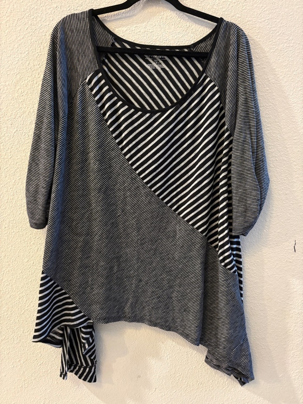 Lane Bryant Black and White Striped Asymmetrical Tunic Sz 18/20
